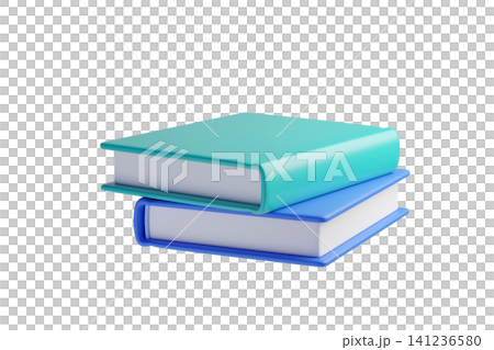 3d stack of books icon, isolated on background. Hardcover textbook or notebook mockup for libraries, schools, banners, book blog. 3d render	 141236580