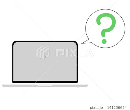 ノートパソコンと緑色の疑問符の吹き出しのイラスト素材 ノートパソコンと緑色の疑問符の吹き出しのイラスト素材 141236634