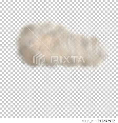 手描きの横長の雲の透過PNG素材 141237917