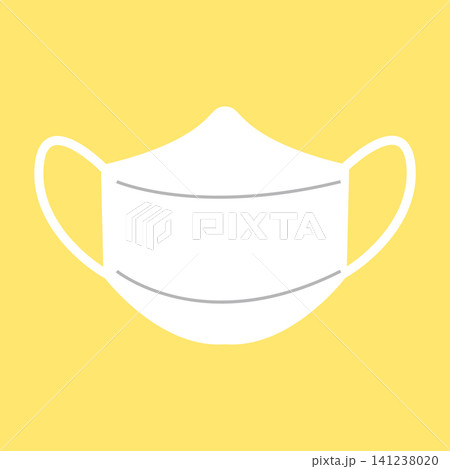 A simple white mask is placed on a bright yellow background to highlight health safety measures. This visual focuses on the role of masks in daily life. A simple white mask is placed on a bright yellow background to highlight health safety measures. This visual focuses on the role of masks in daily life. 141238020