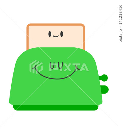 A cartoon character shows a slice of bread with a smiling face resting under a green blanket. The scene is bright and simple. The design looks friendly and playful. A cartoon character shows a slice of bread with a smiling face resting under a green blanket. The scene is bright and simple. The design looks friendly and playful. 141238416