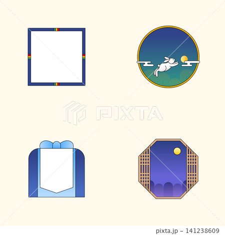 Various designs feature circular and square frames with different colors and patterns. Some frames have simple graphics, while others show details like a moon and clouds. Various designs feature circular and square frames with different colors and patterns. Some frames have simple graphics, while others show details like a moon and clouds. 141238609