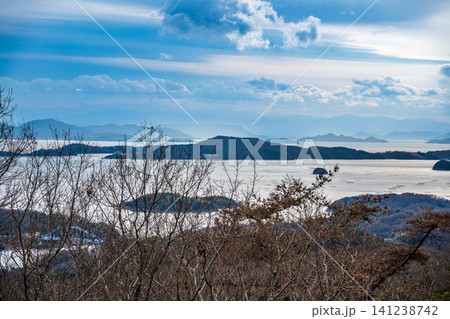 大平山から見た前島と四国 元日の風景 岡山県瀬戸内市 大平山から見た前島と四国 元日の風景 岡山県瀬戸内市 141238742