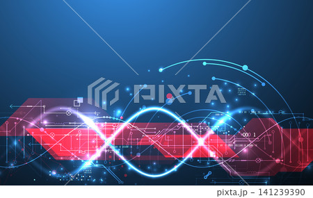 Futuristic digital DNA background with neon molecule structure. Vector Futuristic digital DNA background with neon molecule structure. Vector 141239390