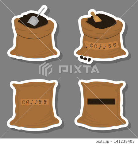 Illustration logo on theme big colored set different types sack Illustration logo on theme big colored set different types sack 141239405