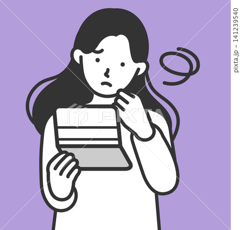 紙の通帳の残高を見て悩む若い女性のイラスト!お金が足りない不安や貯金がたまらない時の解説に 紙の通帳の残高を見て悩む若い女性のイラスト!お金が足りない不安や貯金がたまらない時の解説に 141239540