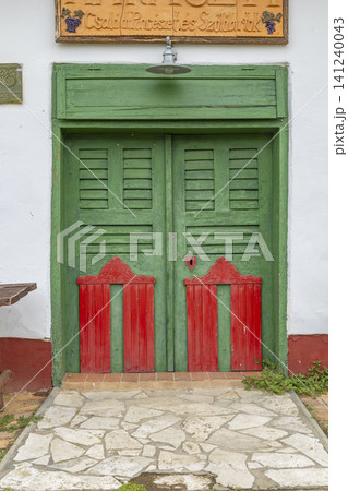 Traditional Hungarian winery door in Palkonya village Traditional Hungarian winery door in Palkonya village 141240043