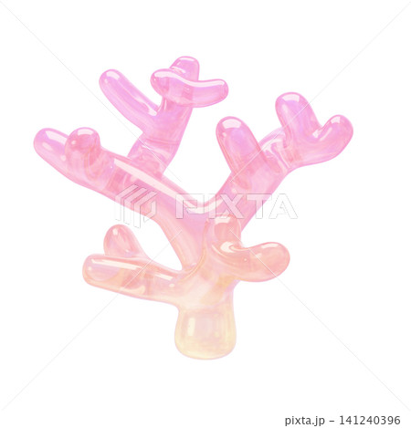ゆめかわいいぷっくりシール風 海の生き物3Dアイコン 珊瑚 ゆめかわいいぷっくりシール風 海の生き物3Dアイコン 珊瑚 141240396