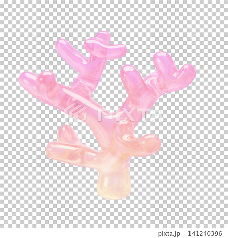 ゆめかわいいぷっくりシール風 海の生き物3Dアイコン 珊瑚 ゆめかわいいぷっくりシール風 海の生き物3Dアイコン 珊瑚 141240396