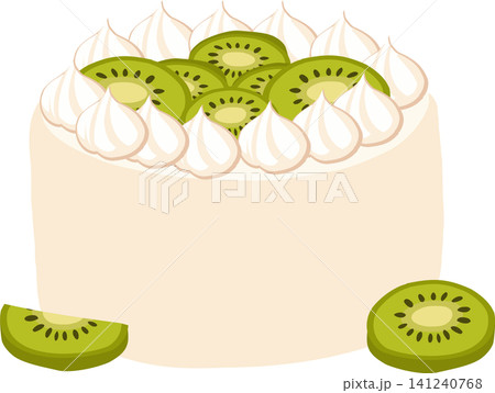 Kiwi cream cake with sliced fruit bakery dessert cartoon Kiwi cream cake with sliced fruit bakery dessert cartoon 141240768
