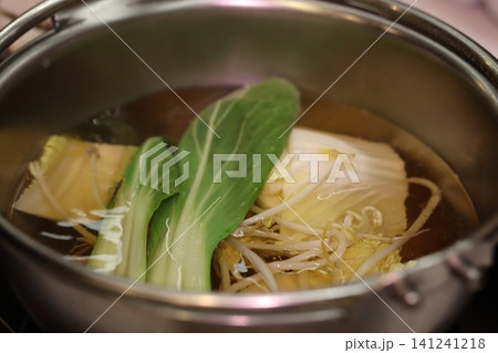 Steaming Pot of Asian Soup Ingredients Steaming Pot of Asian Soup Ingredients 141241218
