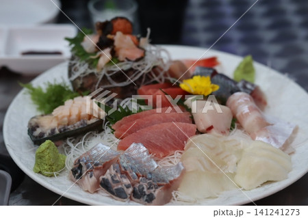 Fresh Sashimi Platter with Assorted Seafood Fresh Sashimi Platter with Assorted Seafood 141241273
