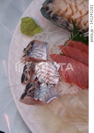 Fresh Sashimi Platter with Seafood Arrangement Fresh Sashimi Platter with Seafood Arrangement 141241281