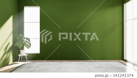 Empty Living room mockup Clean green modern room japanese style.3D rendering 141241374