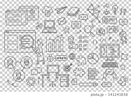 Hand-drawn business icon set assortment 4 141241638