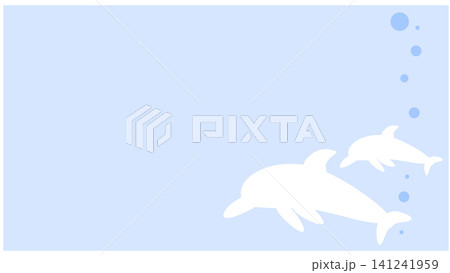 優しいタッチの海とイルカのイラスト背景 優しいタッチの海とイルカのイラスト背景 141241959