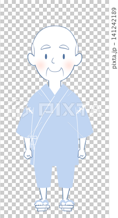 一位老人身穿甚平（日本傳統夏季服飾）的插圖。 141242189