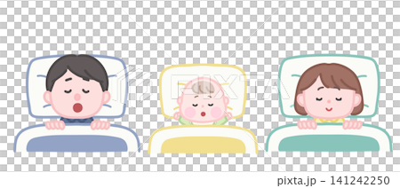 A parent and child (dad, mom, and baby) sleeping soundly. A parent and child (dad, mom, and baby) sleeping soundly. 141242250