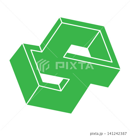 Impossible shapes. Sacred geometry logo. Optical illusion. Abstract eternal geometric object. Impossible endless outline. Impossible geometry object on a white background. Op art. Impossible shapes. Sacred geometry logo. Optical illusion. Abstract eternal geometric object. Impossible endless outline. Impossible geometry object on a white background. Op art. 141242387