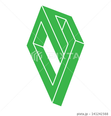 Impossible shapes. Optical illusion logo. Abstract eternal geometric object. Impossible endless outline. Escher style. Impossible geometry symbol on a white background. Optical art figures. 141242388