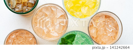 Panoramic colorful iced drinks banner summer Panoramic colorful iced drinks banner summer 141242664