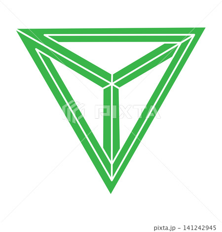 Impossible shapes. Optical illusion logo. Sacred geometry figure. Abstract eternal geometric objects. Impossible endless outline triangle. Optical art. Impossible geometry shape on a white background. 141242945