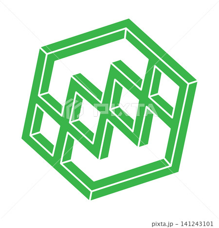 Illusion shapes. 3d geometry logo. Optical illusion figures. Sacred geometry object.  141243101