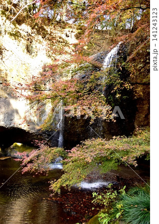 茨城県大子町 月待ちの滝(裏見の滝)と紅葉 茨城県大子町 月待ちの滝(裏見の滝)と紅葉 141243123