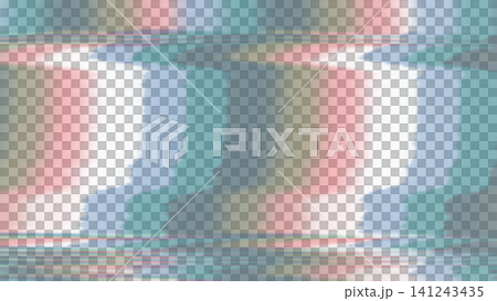 Static transparent image file with colorful distorted glitch bands over a checkered background. Concept of retro analog television error atmosphere 141243435