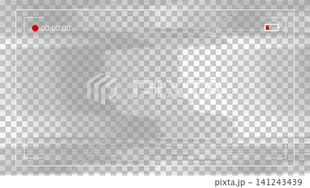 Grayscale static transparent file with camera viewfinder frame and distorted glitch noise over checkered background concept of monochrome retro analog error 141243439