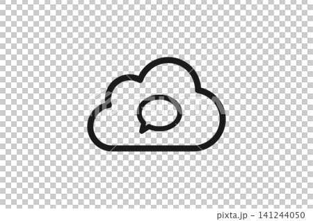 Cloud speech bubble icon, simple line drawing Cloud speech bubble icon, simple line drawing 141244050