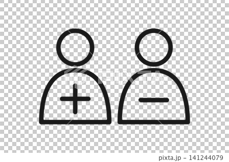 Set of 2 character line art icons (add/delete) Set of 2 character line art icons (add/delete) 141244079