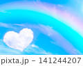 虹の空とハートの雲のイメージ素材 141244207