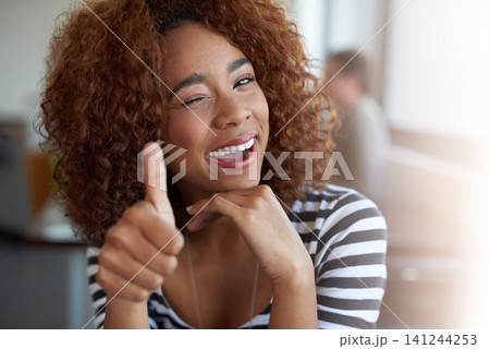 Face, thumbs up and black woman with smile in office, workspace and working in creative career. Portrait, internship and journalist for magazine, newspaper and online publication with ok sign Face, thumbs up and black woman with smile in office, workspace and working in creative career. Portrait, internship and journalist for magazine, newspaper and online publication with ok sign 141244253