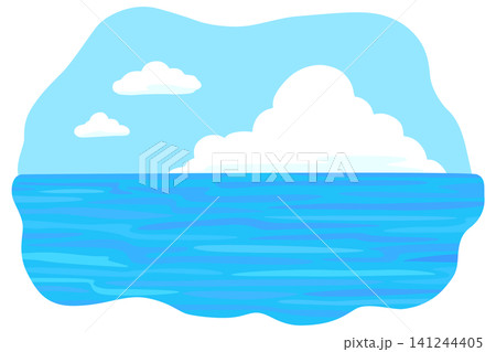 海と入道雲のイラスト 夏イメージ ベクター素材 海と入道雲のイラスト 夏イメージ ベクター素材 141244405