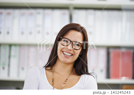 Accountant, professional and portrait of woman in office with confidence, ambition and glasses. Vision, opportunity and face of happy business entrepreneur, advisor or admin consultant in workplace. Accountant, professional and portrait of woman in office with confidence, ambition and glasses. Vision, opportunity and face of happy business entrepreneur, advisor or admin consultant in workplace. 141245243