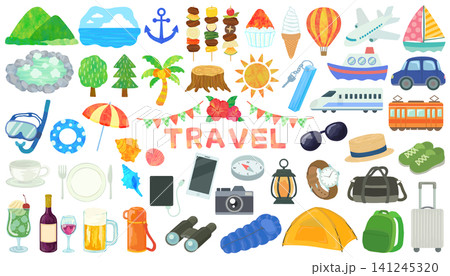 旅行をイメージしたイラストセット 旅行をイメージしたイラストセット 141245320