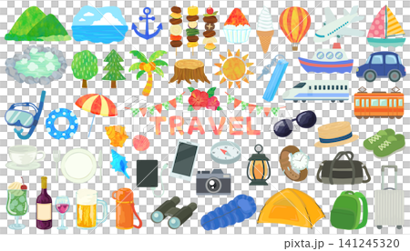 旅行をイメージしたイラストセット 旅行をイメージしたイラストセット 141245320