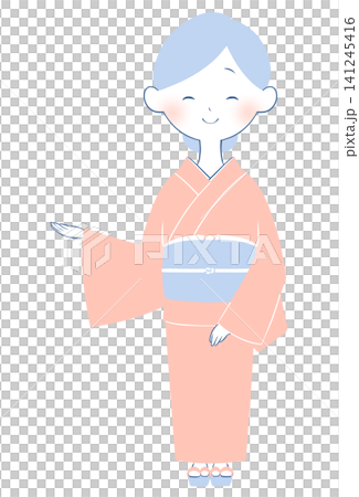 Illustration of a young woman wearing a kimono (guide) Illustration of a young woman wearing a kimono (guide) 141245416