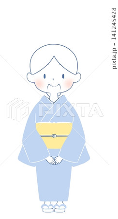 着物を着たおばあさんのイラスト　笑顔 141245428