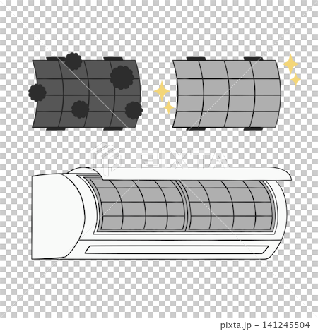 Illustration of cleaning an air conditioner filter 141245504