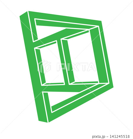 Impossible shapes. Sacred geometry figures. Optical illusion logo. Abstract eternal geometric objects. Impossible endless outline. Optical art. Impossible geometry shape on a white background. 141245518