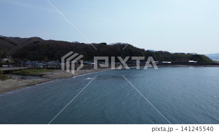 関内川河口を上空から望むドローン空撮 北海道八雲町 関内川河口を上空から望むドローン空撮 北海道八雲町 141245540