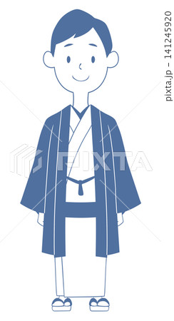 着物を着た若い男性のイラスト　 141245920
