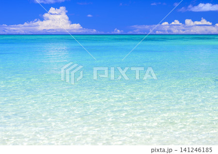 平久保ビーチに広がる透明な遠浅の海　青空が美しい夏の石垣島 141246185