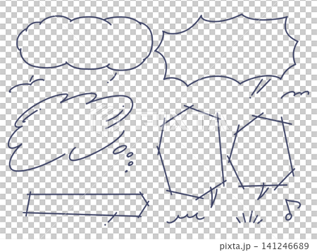 手書き風_吹き出しセット_線画B 手書き風_吹き出しセット_線画B 141246689