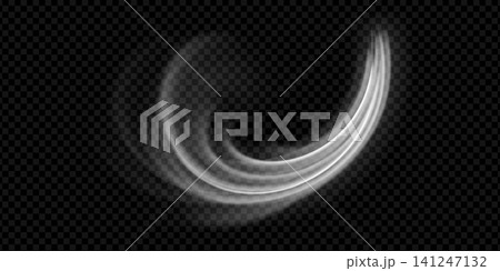 Cool wind flow with air breeze effect and fresh stream on black background. White wave motion with clean texture and abstract speed lines. Isolated vector png for conditioner display with light glow Cool wind flow with air breeze effect and fresh stream on black background. White wave motion with clean texture and abstract speed lines. Isolated vector png for conditioner display with light glow 141247132