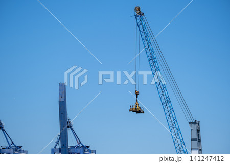 Container Cranes at a Commercial Seaport. Container Cranes at a Commercial Seaport. 141247412