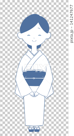 着物を着た若い女性のイラスト　笑顔 141247677