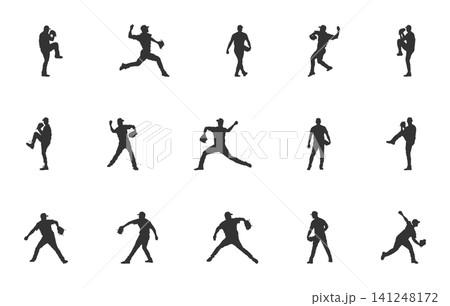 Baseball pitcher svg, Baseball pitcher silhouette set, Baseball pitcher vector clipart. Baseball pitcher svg, Baseball pitcher silhouette set, Baseball pitcher vector clipart. 141248172